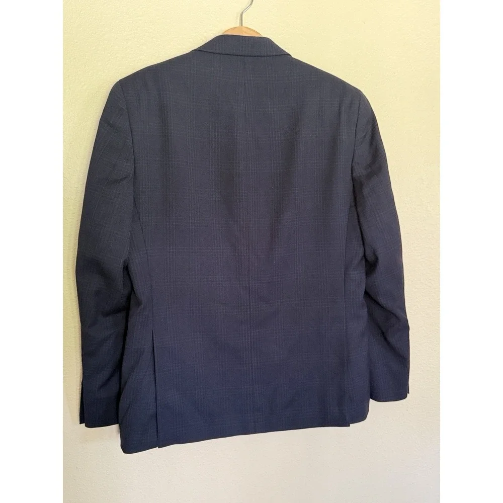 Ralph Lauren Men's Navy Wool Sport Coat Blazer 38S 98% Wool Windowpane Dillard's